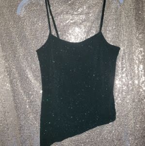 Y2K  Green Spaghetti Strap Asymmetrical Top